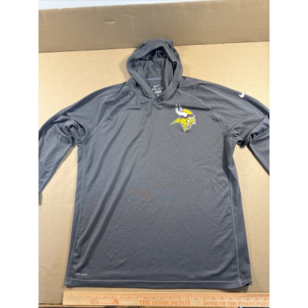 Nike Minnesota Vikings Hoodie Men XL Grey Pullover Shirt Lightweight Hooded NFL